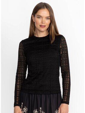 Johnny Was NATALIE LONG SLEEVE MESH TEE Small NWT